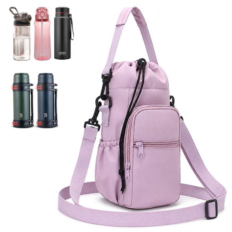 Hydration Pack Outdoor - 携帯用断熱ウォーターボトルバッグ、携帯電話ポケット付き、調節可能なクロスボディストラップ、ドローストリングホルダー、ハイキング、旅行、ジムに最適 ﻿