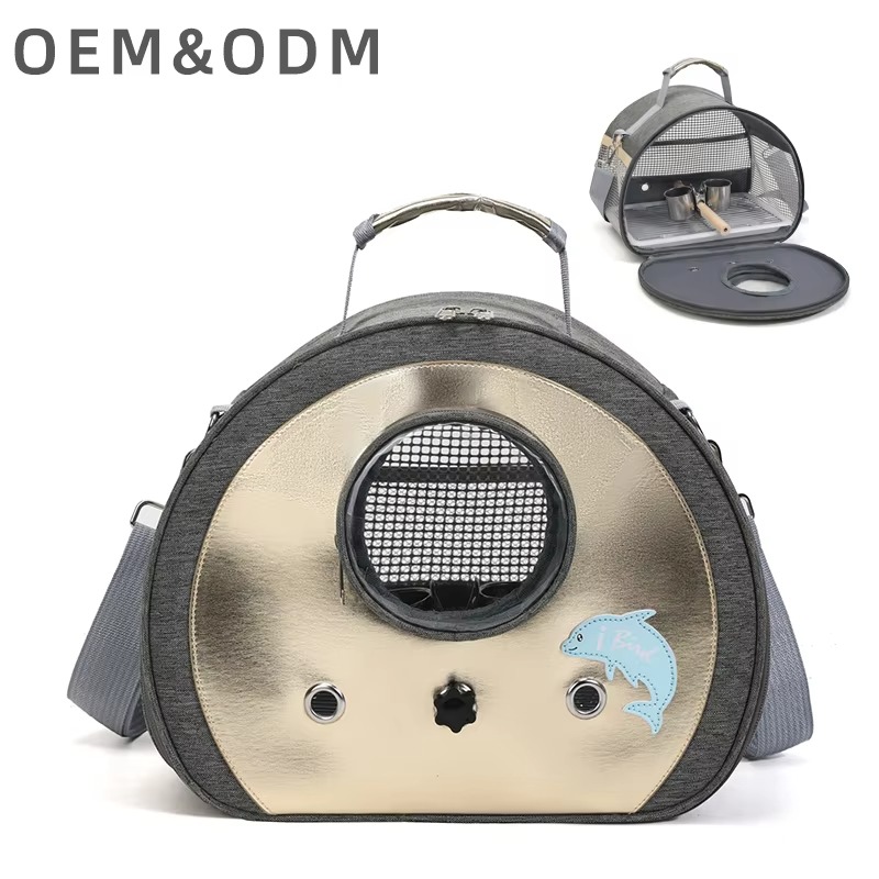 Foldable Backpack Small - 折りたたみ式ポータブル小型鳥用バックパック、ジッパー開閉式ペットキャリア、インコ、鳩、その他の小型ペット用リザードケージ付き