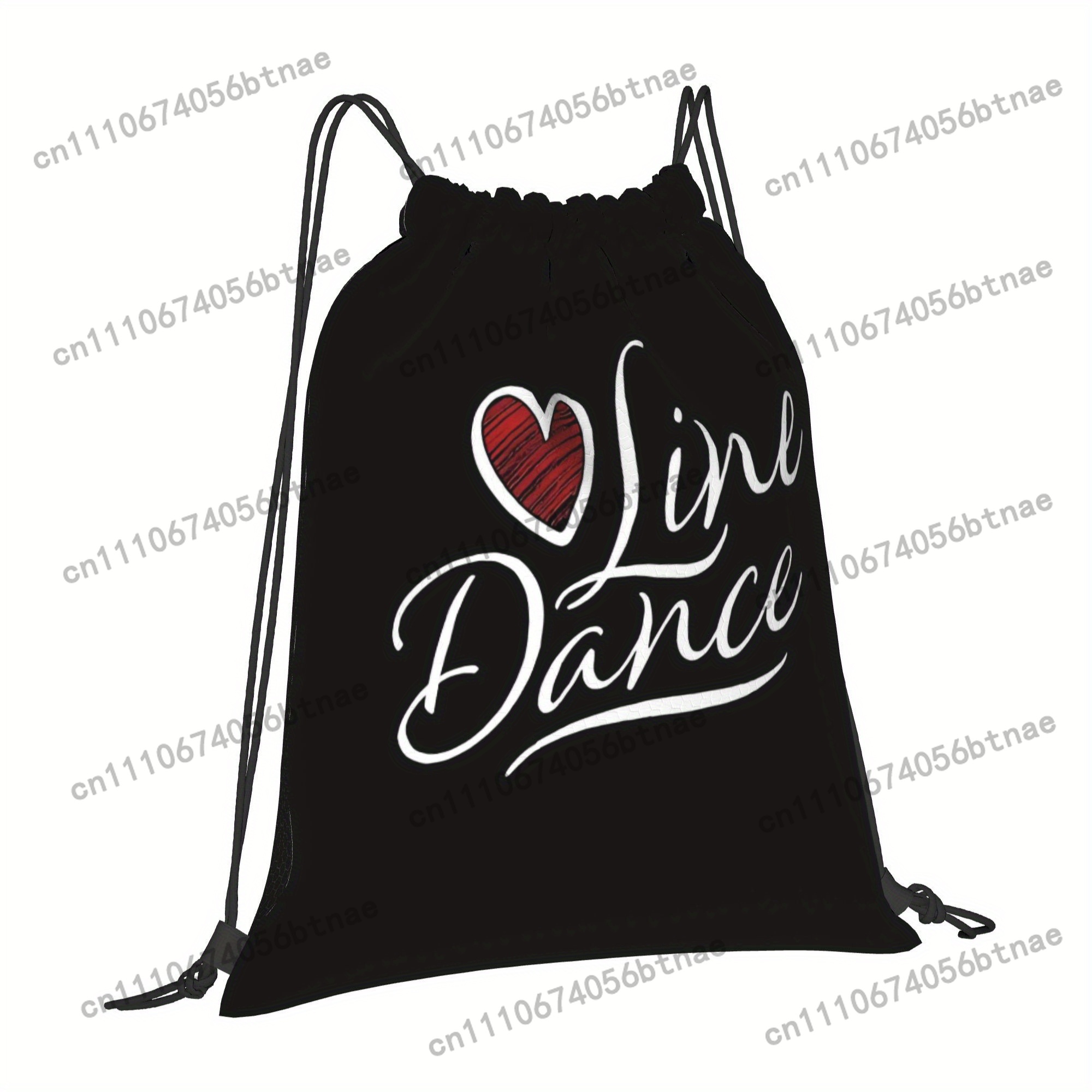 LOVE ラインダンス巾着バッグ - ブラックに白のハートと - Drawstring Gym Bag のレビューと価格
