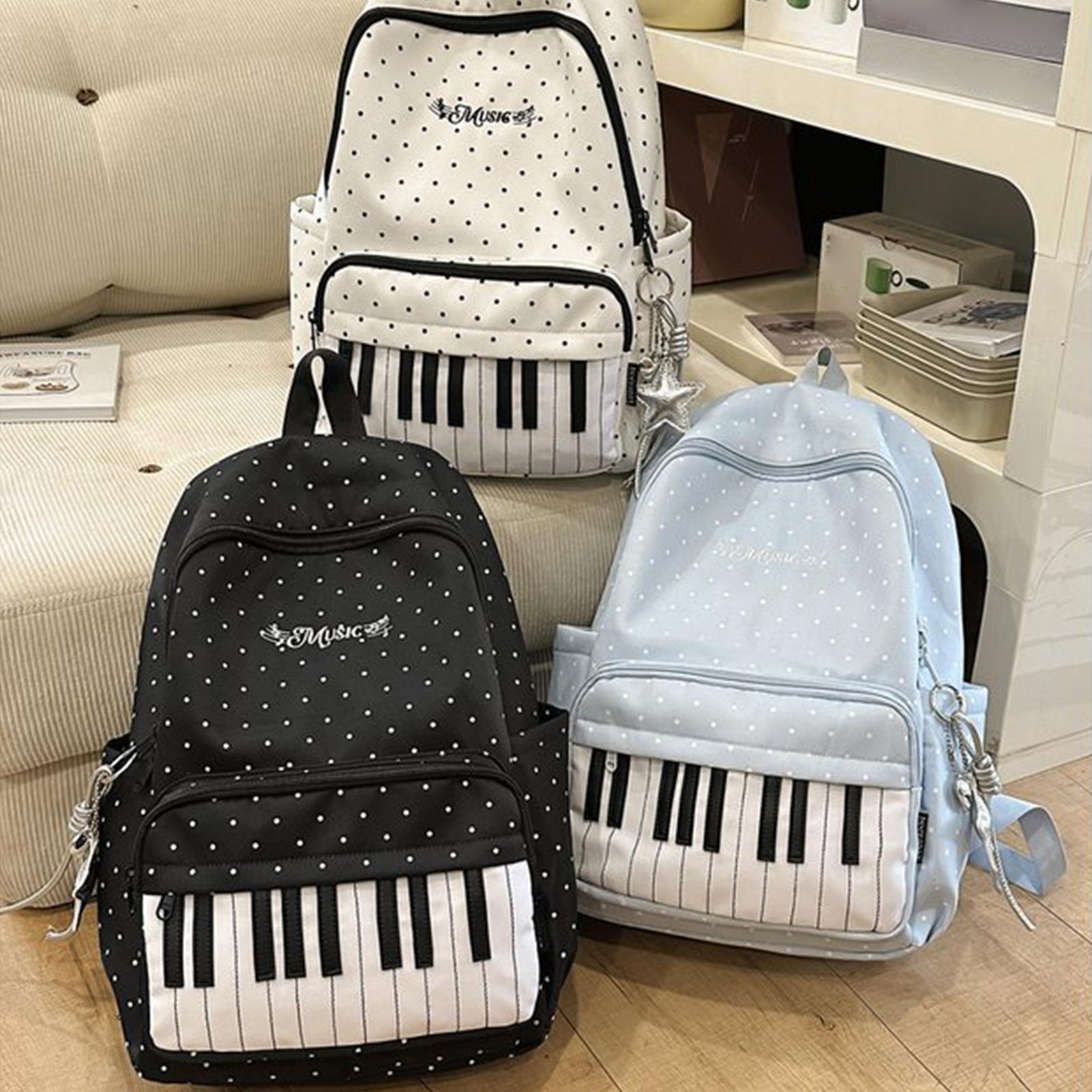 トラベルバックパック ピアノ柄 大容量ブックバッグ 軽量トラ - Fashion Backpack Women のレビューと価格