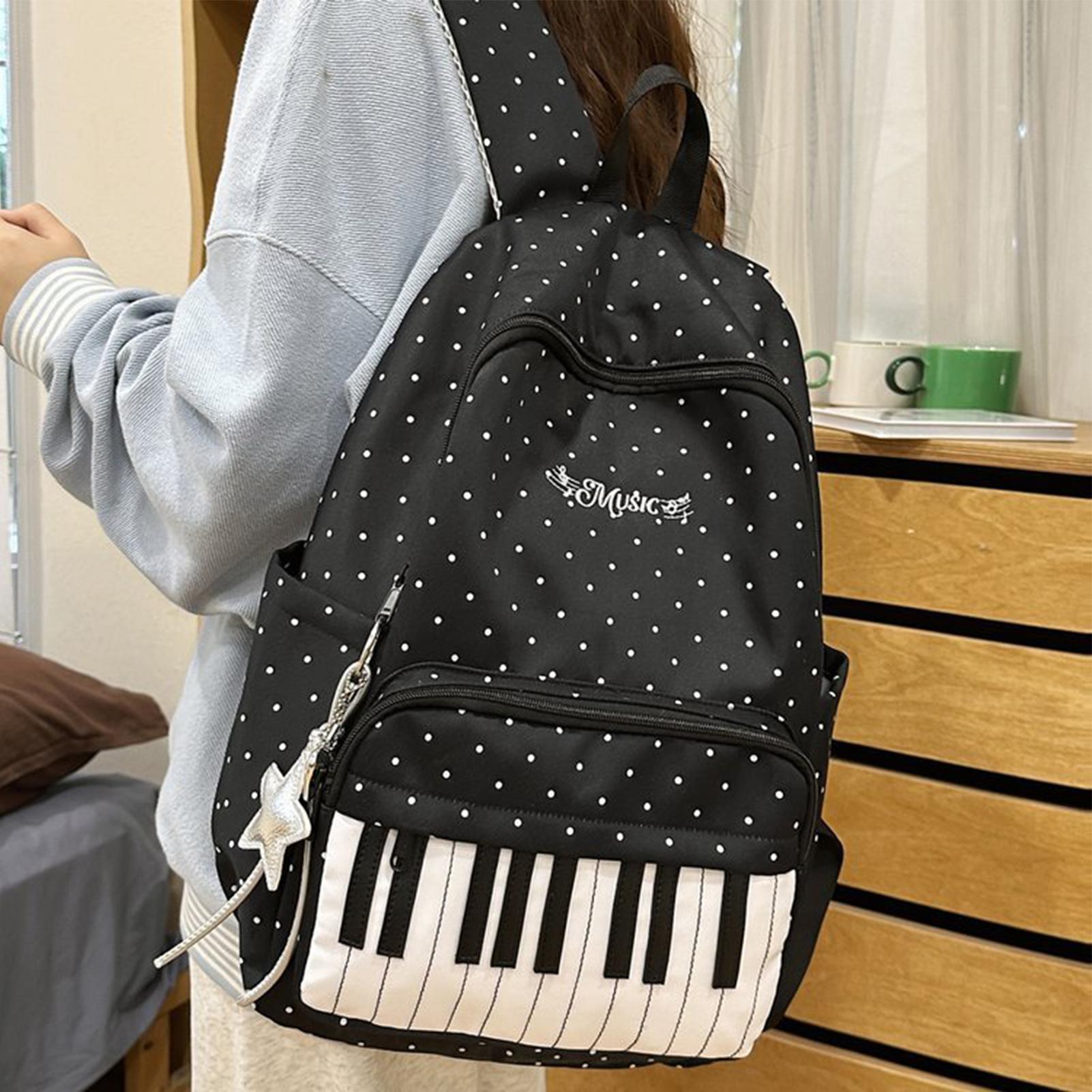 トラベルバックパック ピアノ柄 大容量ブックバッグ 軽量トラ - Fashion Backpack Women のレビューと価格