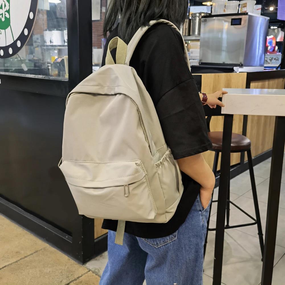 ソリッドカラーナイロンプレッピーバックパック韓国スタイルティ - School Backpack Teen のレビューと価格
